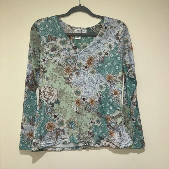 Women’s Vintage Coldwater Creek Y2K Paisley Print  with Glitter Details Top S: M - Picture 1 of 11
